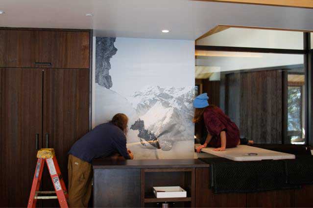 Wall grahics being installed